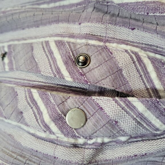Christopher & Banks Womens Striped Button-Up Shirt L Purple Drawstring Waist - Picture 4 of 8